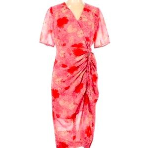 A-THENA Printed Floral Sheath Elegant Midi Dress